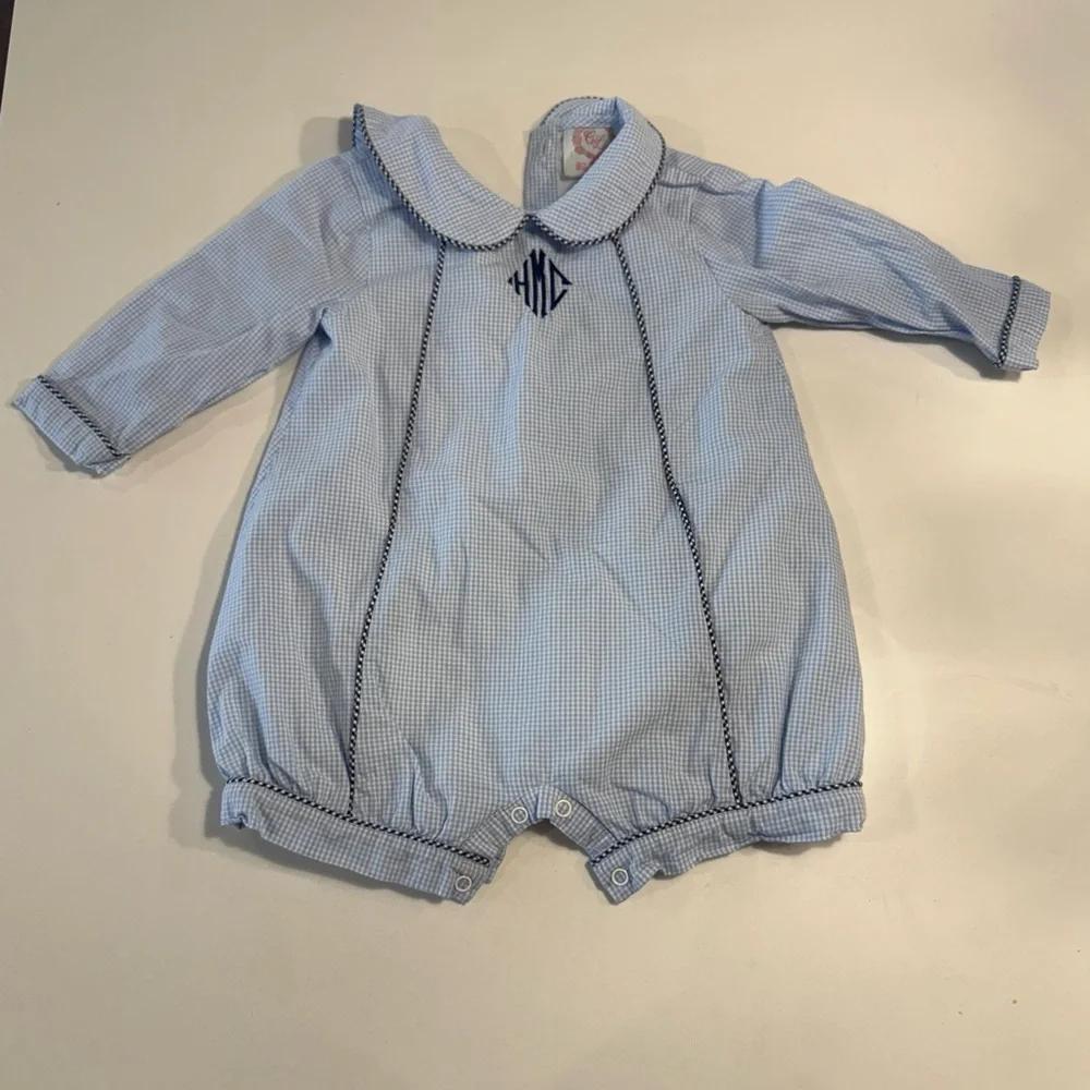 Cecil & Lou Plaid Blue Bubble Kids One Piece Size‎ 12m
